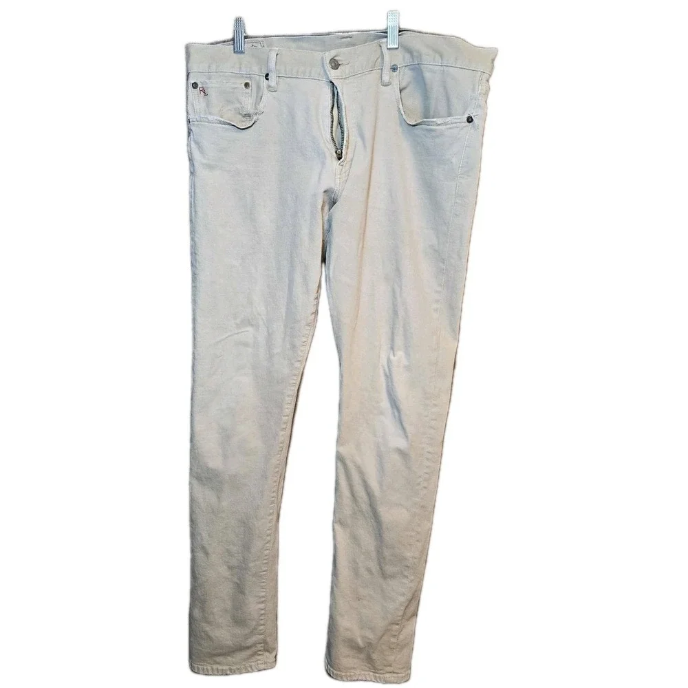 🤍 Vintage Polo Ralph Lauren PRL Co. Straight Cream Jeans‎ Men's 36x34 🤍